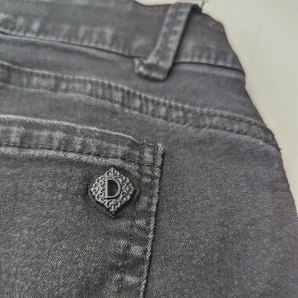 Democracy Ab Technology Black Ankle Jeans Silver Side Sequence Raw Hem size 12 - Picture 8 of 13